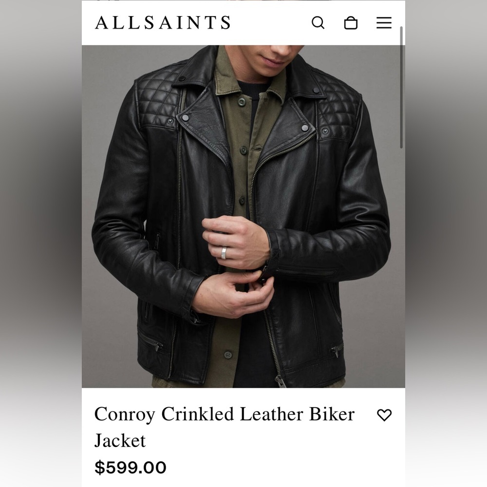 ALMOST NEW ALLSAINTS CONROY MEN’S REAL LEATHER JACKET SMALL